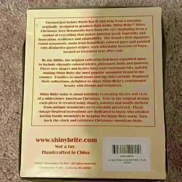 Shiny Brite Christmas Tree Tinsel Silver Christopher Radko HS 1000 Strand 18” - Picture 2 of 2